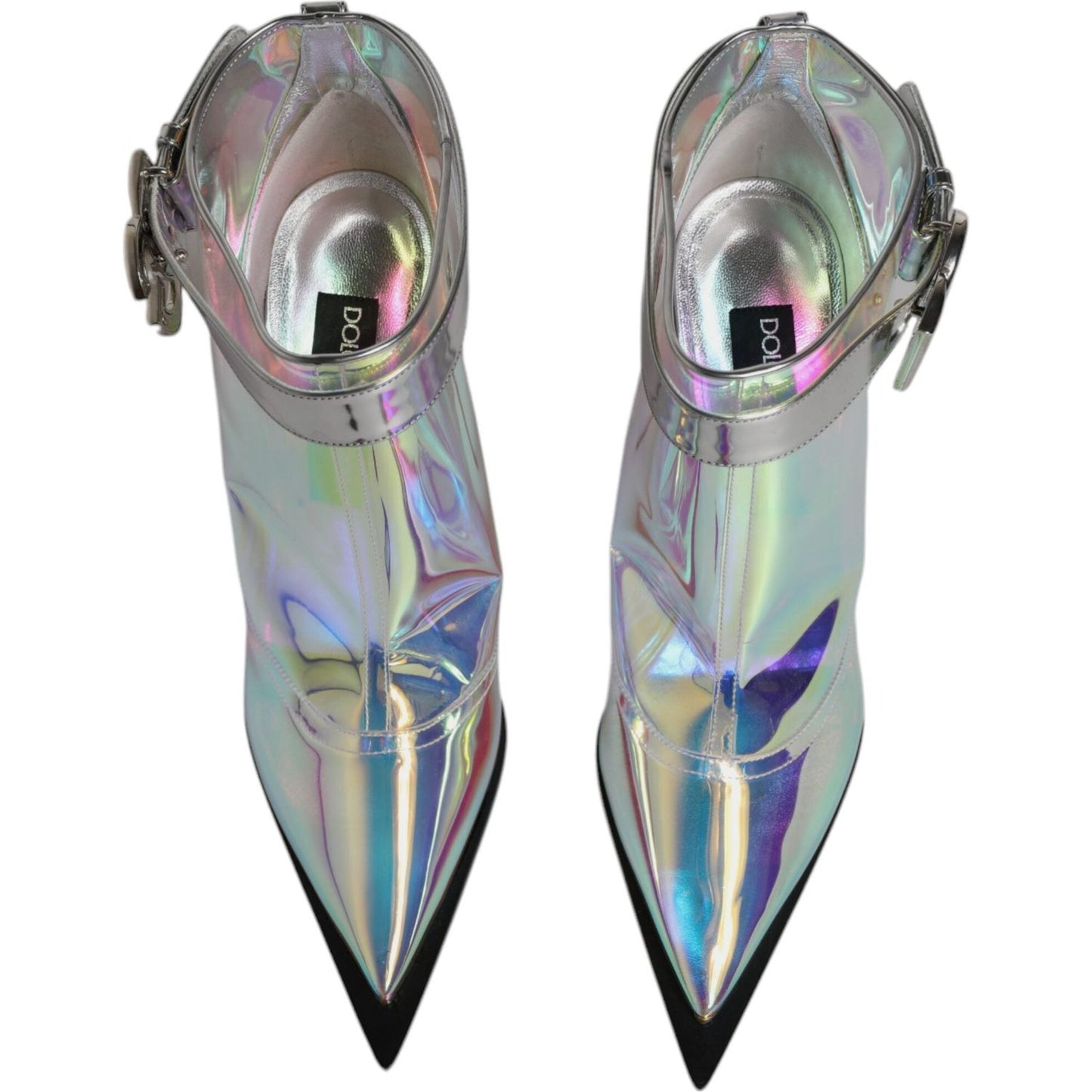 Dolce & Gabbana Shoes Silver Iridescent Pointed Short Boots LA12035-39
