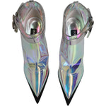 Dolce & Gabbana Shoes Silver Iridescent Pointed Short Boots LA12035-39