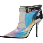 Dolce & Gabbana Shoes Silver Iridescent Pointed Short Boots LA12035-39