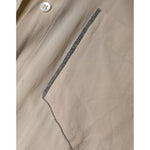 Brunello Cucinelli Beige Silk Blend Collared Button Down Top