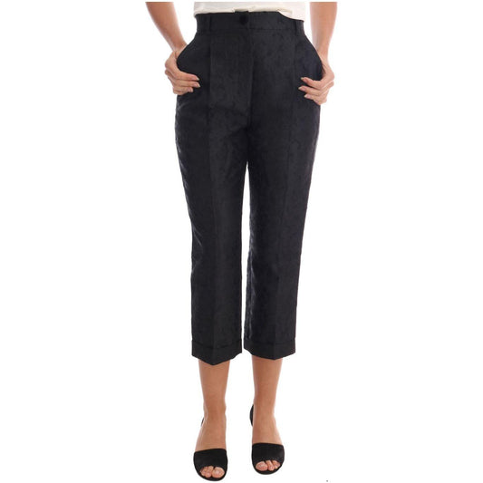 Dolce & Gabbana Black Floral Brocade Capri Pants Jeans & Pants