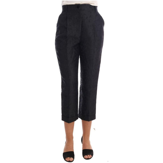 Dolce & Gabbana Black Floral Brocade Capri Pants Jeans & Pants