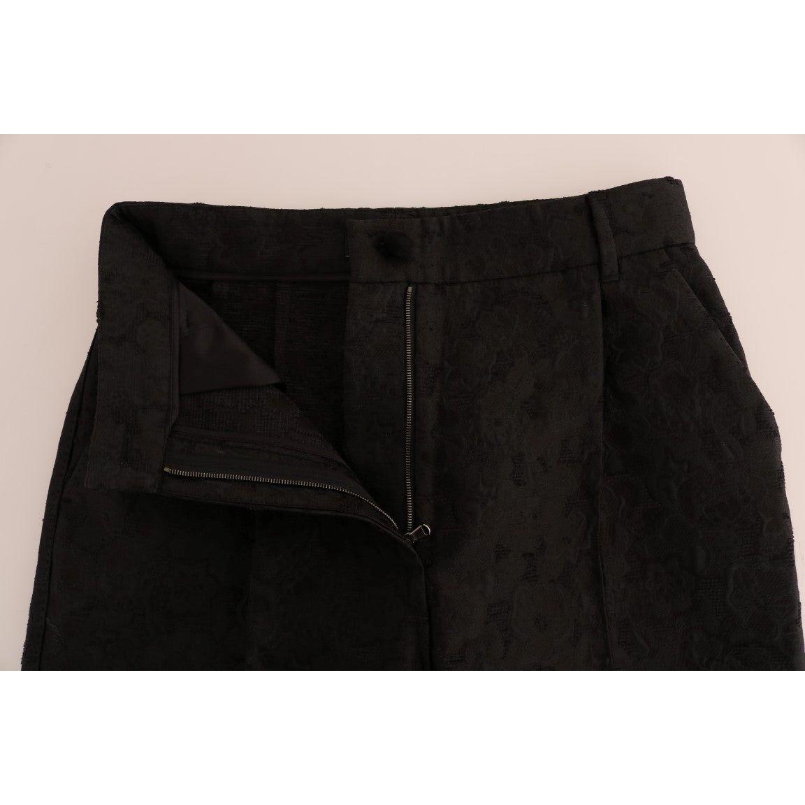 Dolce & Gabbana Black Floral Brocade Capri Pants Jeans & Pants