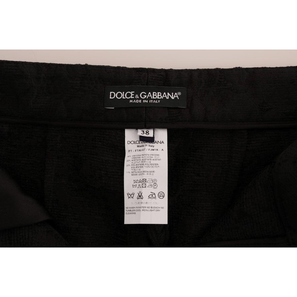 Dolce & Gabbana Black Floral Brocade Capri Pants Jeans & Pants