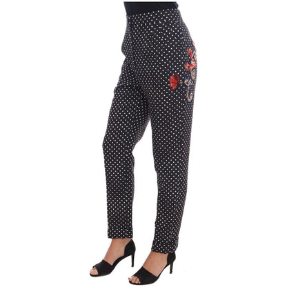 Dolce & Gabbana Black Polka Dot Sicily Crystal Pants Jeans & Pants