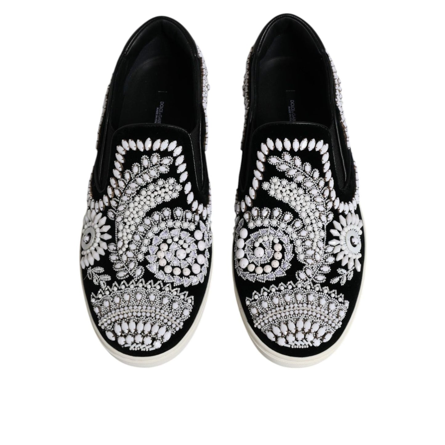 Dolce & Gabbana Black Embellished London Men Slip On Shoes