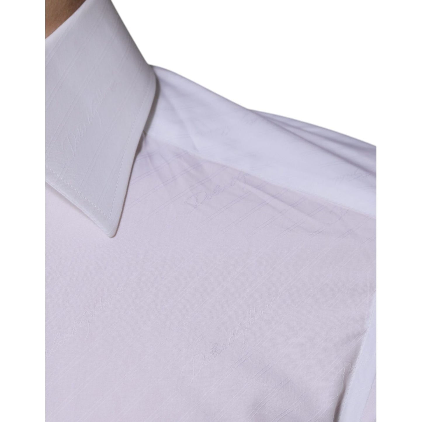 Dolce & Gabbana White Cotton Long Sleeve GOLD Dress Shirt