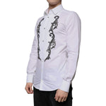 Dolce & Gabbana White Slim Fit Baroque GOLD Men Dress Shirt