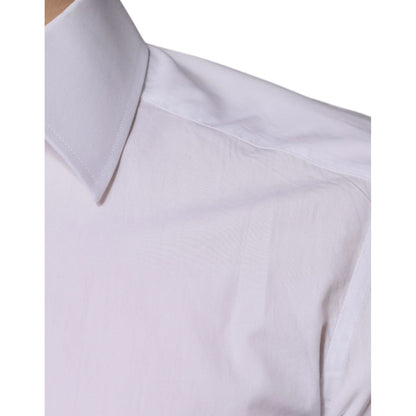 Dolce & Gabbana White Cotton Slim Fit GOLD Men Dress Shirt