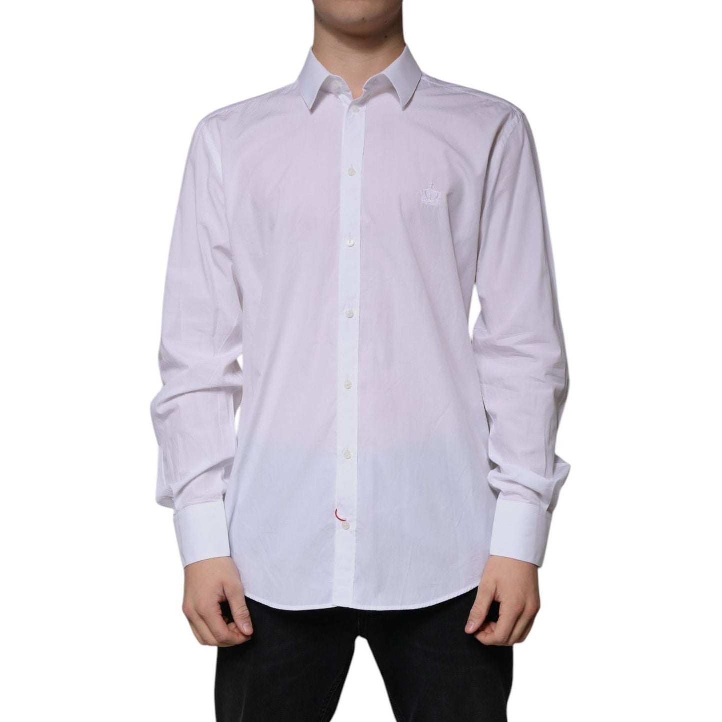 Dolce & Gabbana White Cotton Slim Fit MARTINI Dress Shirt