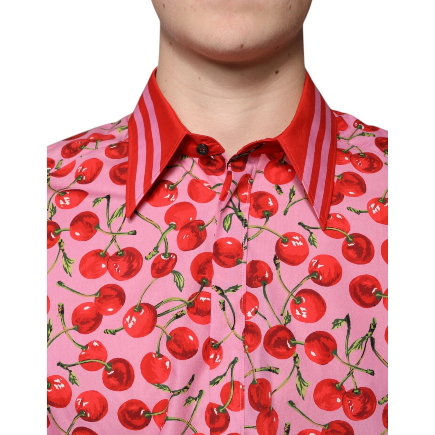 Dolce & Gabbana Pink Cherry Cotton Formal MARTINI Dress Shirt