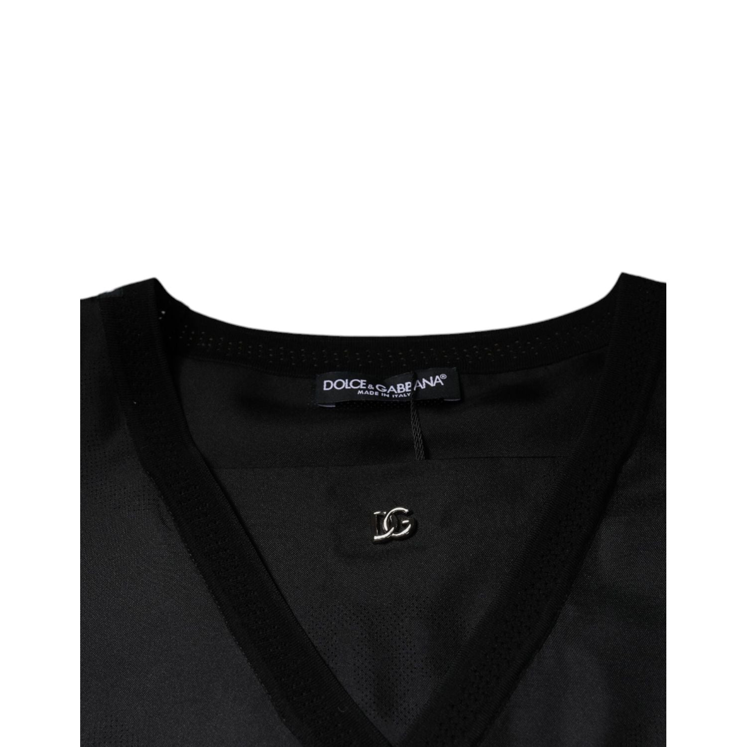 Dolce & Gabbana Black Cotton Square Neck Short Sleeve T-shirt