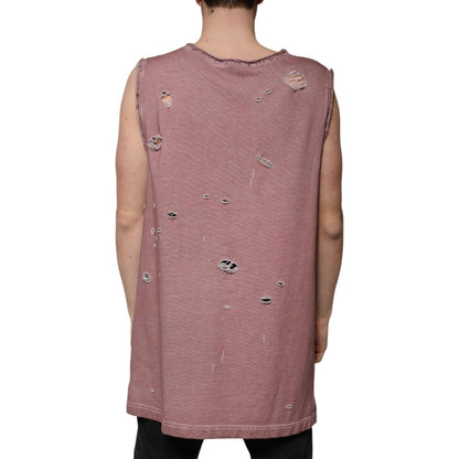 Dolce & Gabbana Brown Cotton Round Neck Sleeveless T-shirt