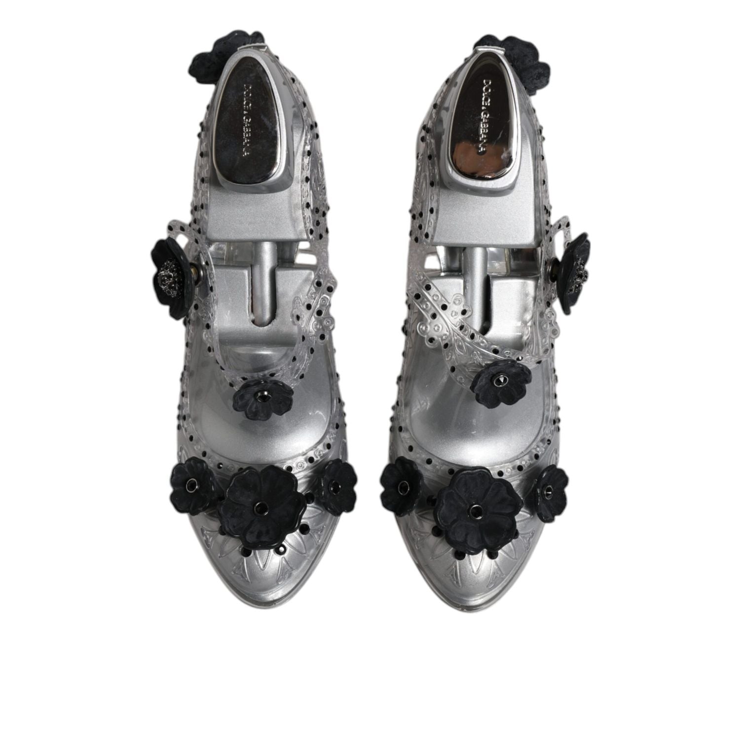 Dolce & Gabbana Clear Floral Crystal CINDERELLA Heels Shoes