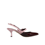 Dolce & Gabbana Pink Maroon Leather Kitten Heels Slingbacks Shoes