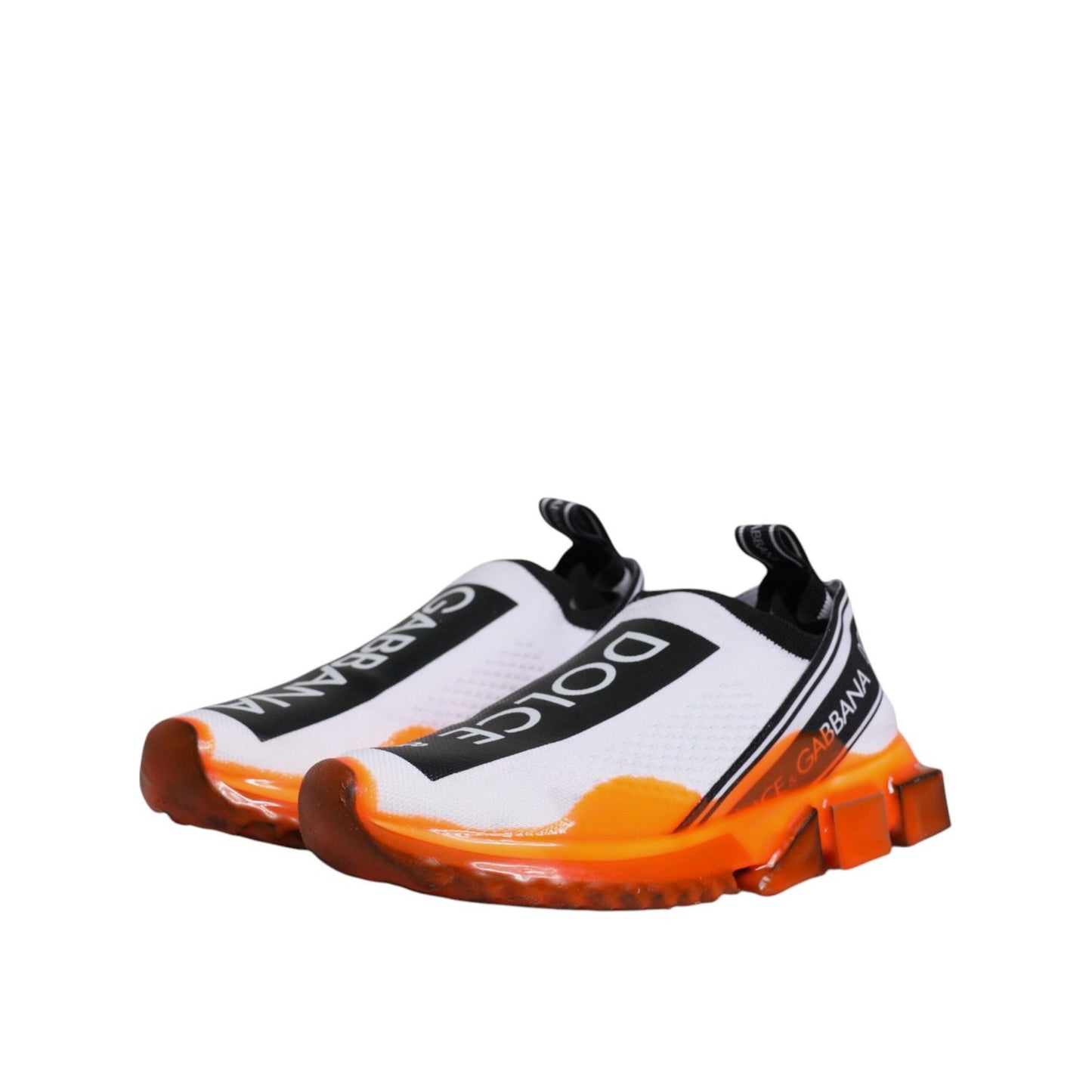 Dolce & Gabbana White Orange Slip On Sorrento Sneakers Shoes