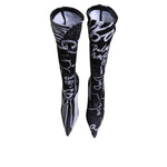 Dolce & Gabbana Black Logo Stretch Heels High Boots Shoes