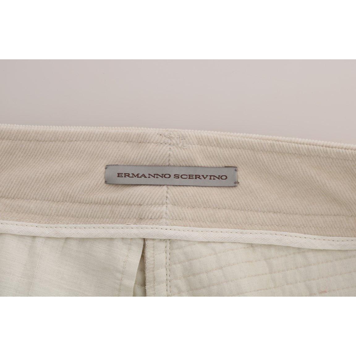 بنطال Ermanno Scervino Chic Beige Corduroy Skinny Slim Fit