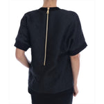 Dolce & Gabbana Black Brocade Cocktail Crystal Sweater
