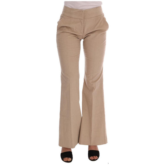 Ermanno Scervino Beige Cotton Bootcut Pants BYX1166-1
