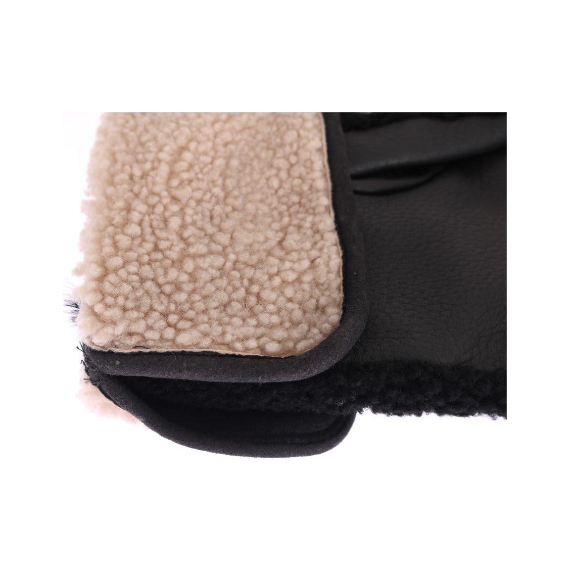 Dolce & Gabbana Black Leather Shearling Studded Gloves