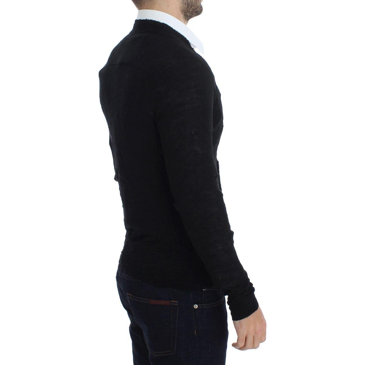 Costume National Black Fine Wool Button Cardigan