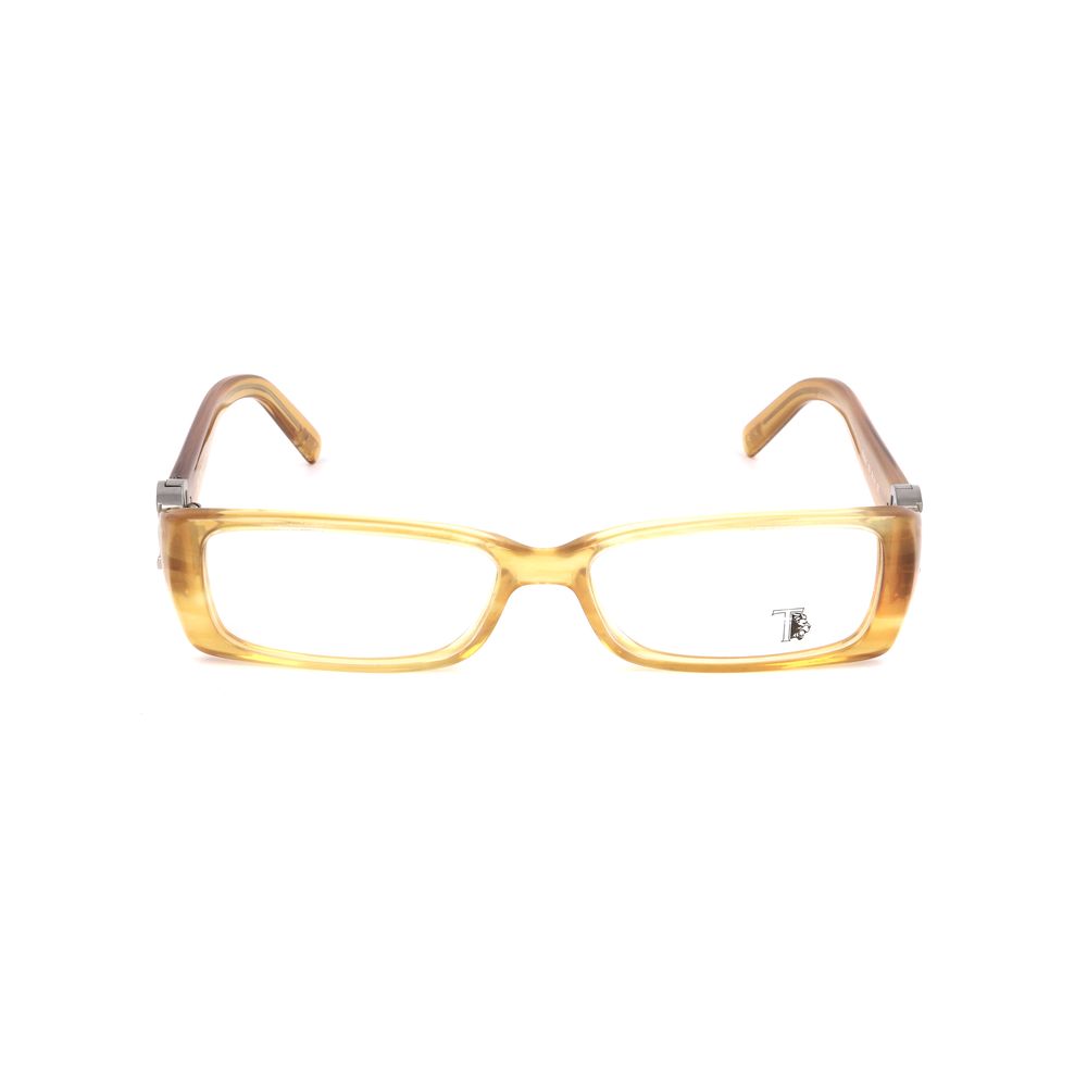 Front view of Tod's Yellow Acetate Frames with 52/14/130 mm dimensions, highlighting bright yellow color and acetate material.