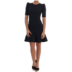 Dolce & Gabbana Black Blue Flare Mini Dress Dresses