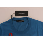 Dolce & Gabbana Blue Silk Love is Pullover Sweater