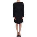 Versace Jeans Black Modal Silk Shift Knee Dress Dress
