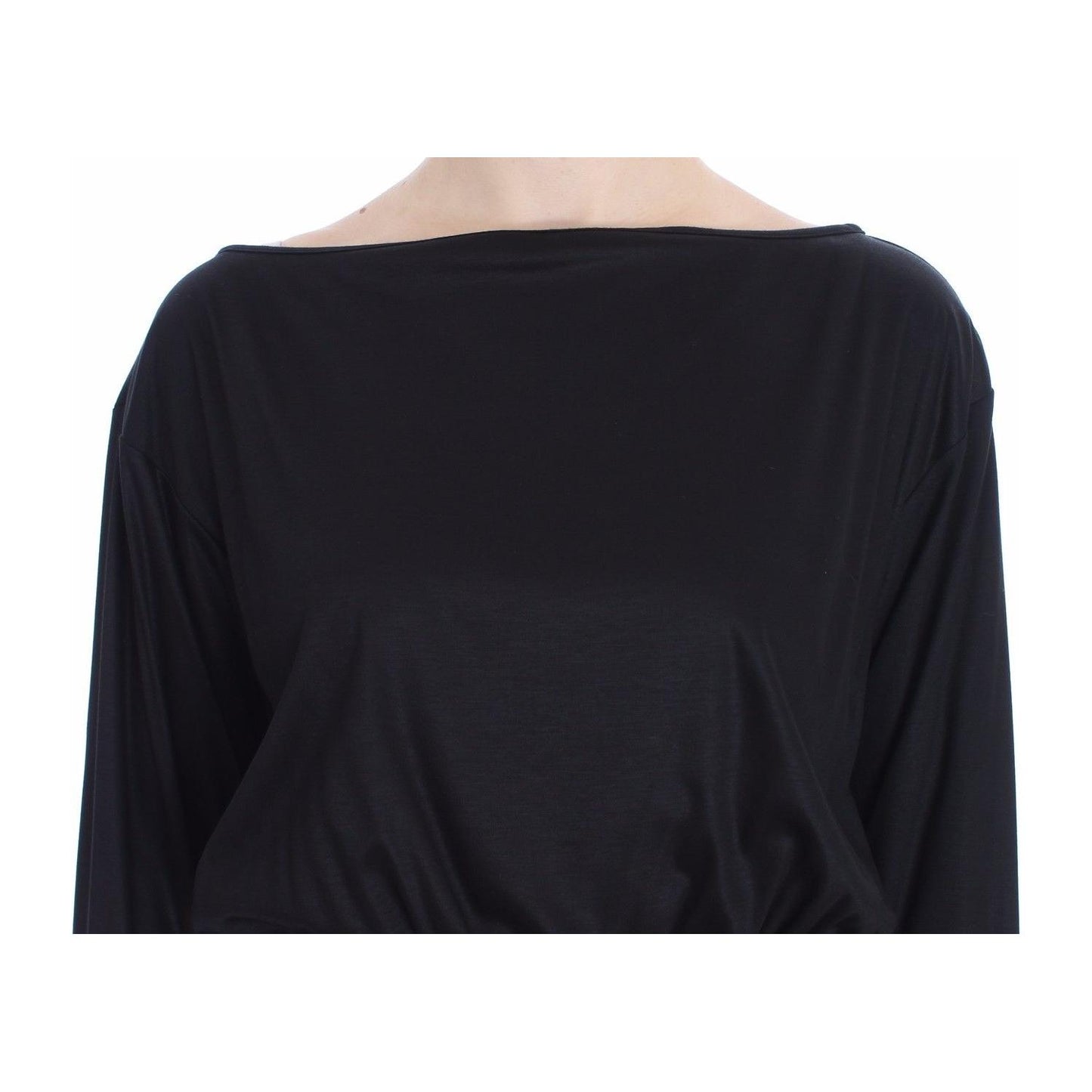 Versace Jeans Black Modal Silk Shift Knee Dress Dress