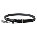 Dolce & Gabbana Black Cotton Royal Bee Embroidery Belt Belt
