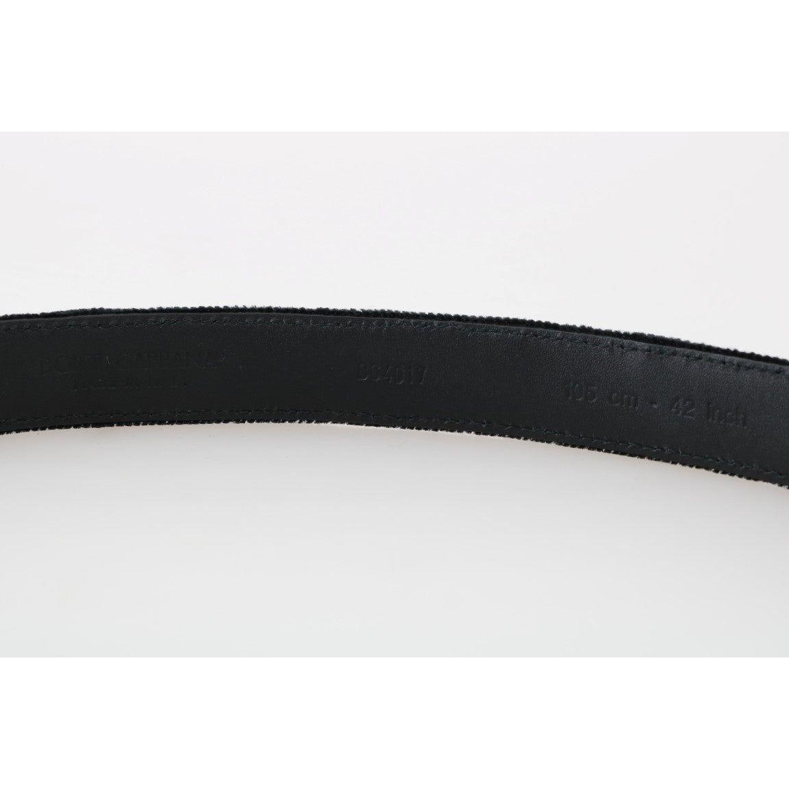Dolce & Gabbana Black Cotton Royal Bee Embroidery Belt Belt
