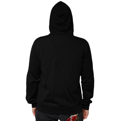 Dolce & Gabbana Black Crown Cotton Hooded Sweatshirt Sweater