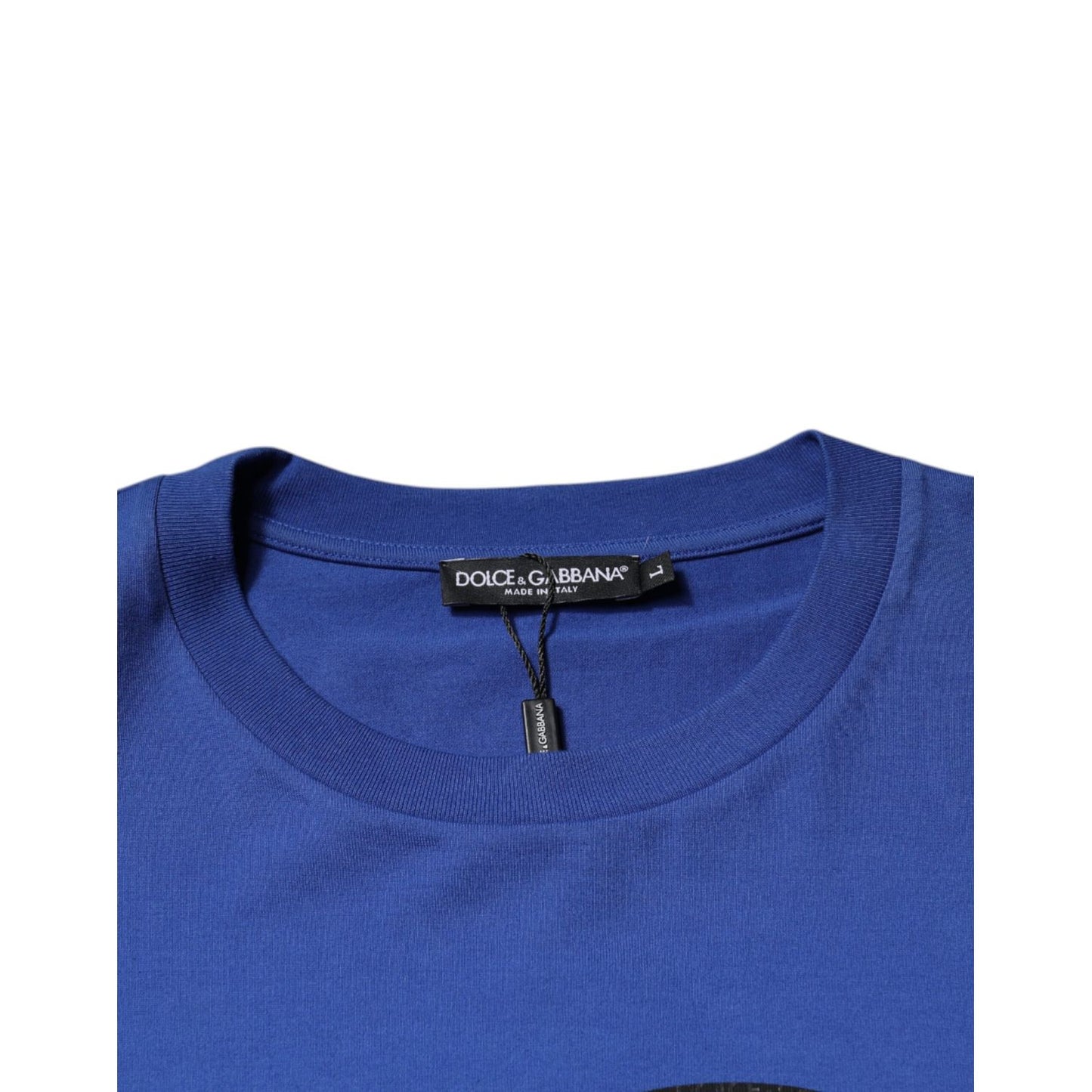 Dolce & Gabbana Blue Logo Print Cotton Men Crew Neck T-shirt
