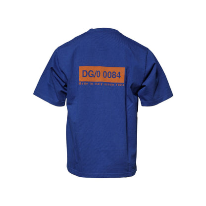 Dolce & Gabbana Blue Graphic Print Cotton Crew Neck T-shirt