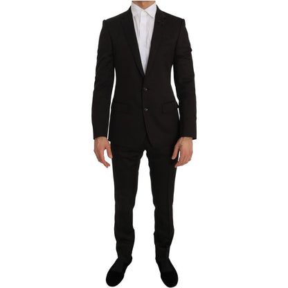 Dolce & Gabbana Brown Wool Crystal Bee Slim Fit MARTINI Suit