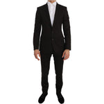 Dolce & Gabbana Brown Wool Crystal Bee Slim Fit MARTINI Suit