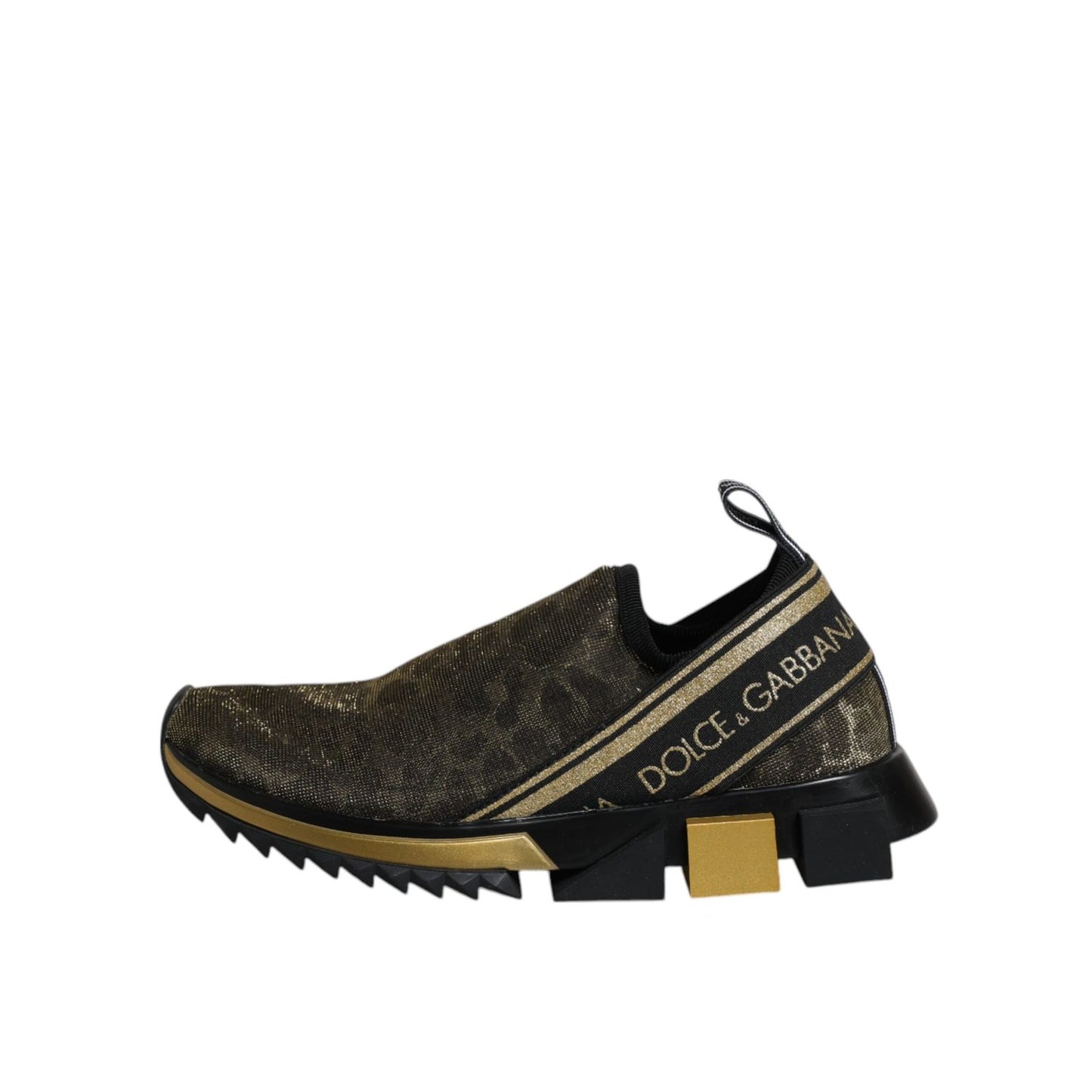 Dolce & Gabbana Gold Glitter Leopard Sorrento Sneakers Shoes