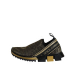 Dolce & Gabbana Gold Glitter Leopard Sorrento Sneakers Shoes