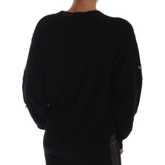 Dolce & Gabbana Fairy Tale Crystal Black Cashmere Sweater