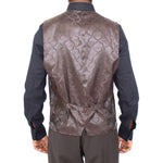 Dolce & Gabbana Elegant Brown Striped Wool Dress Vest Dolce & Gabbana Dim Gray