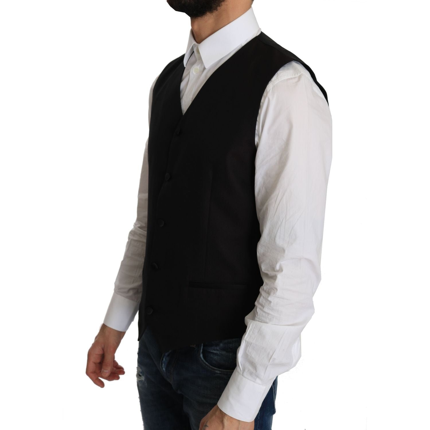 سترة رسمية أنيقة من مزيج الحرير الأسود من دولتشي آند غابانا