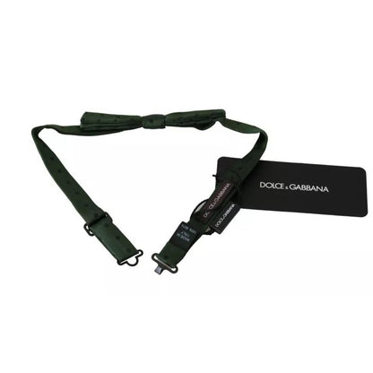 Dolce & Gabbana Green Silk Dotted Mens Necktie Bow Tie