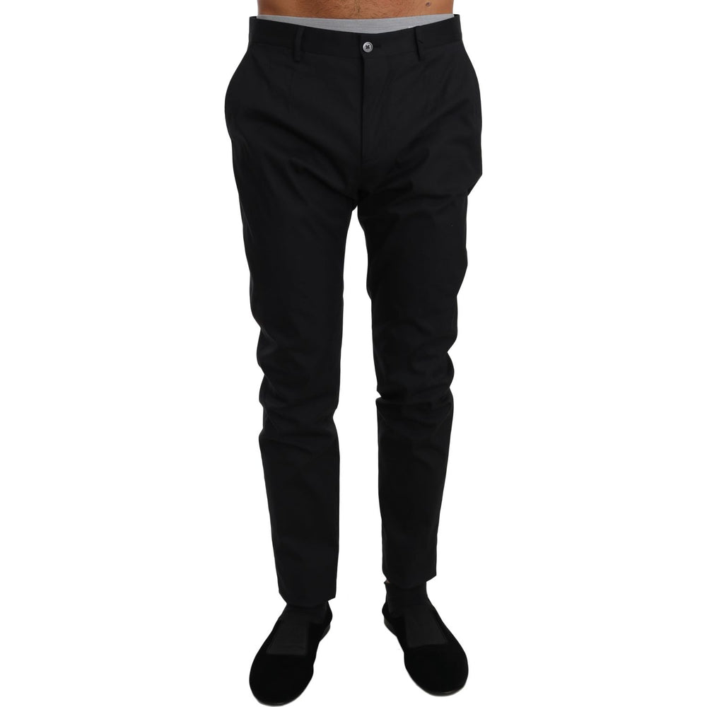 Dolce & Gabbana Black Cotton Stretch Formal Trousers Pants Jeans & Pants