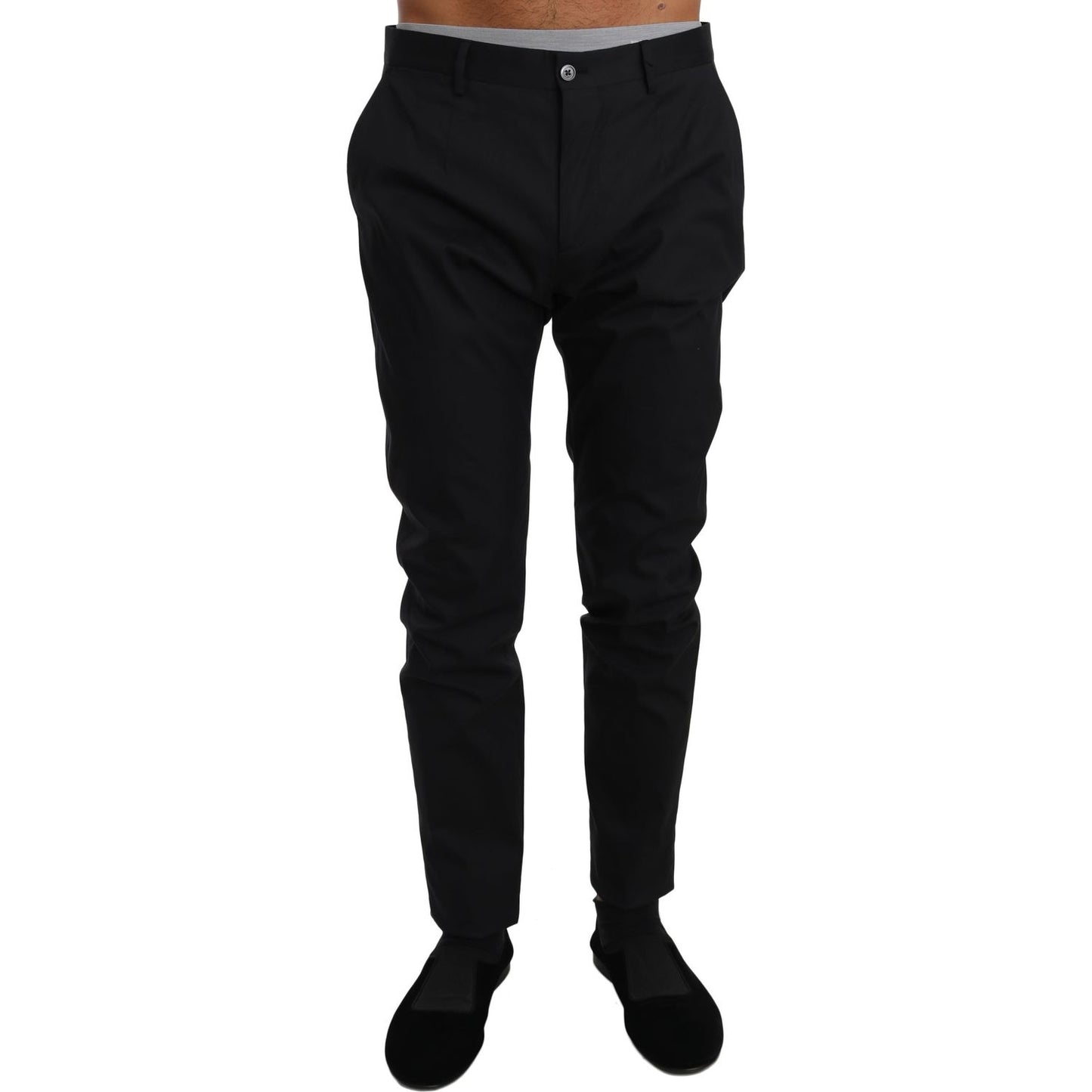 Dolce & Gabbana Black Cotton Stretch Formal Trousers Pants Jeans & Pants