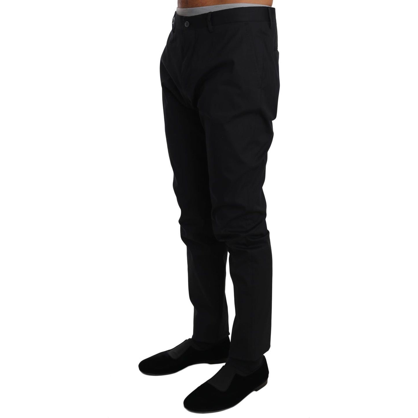Dolce & Gabbana Black Cotton Stretch Formal Trousers Pants Jeans & Pants