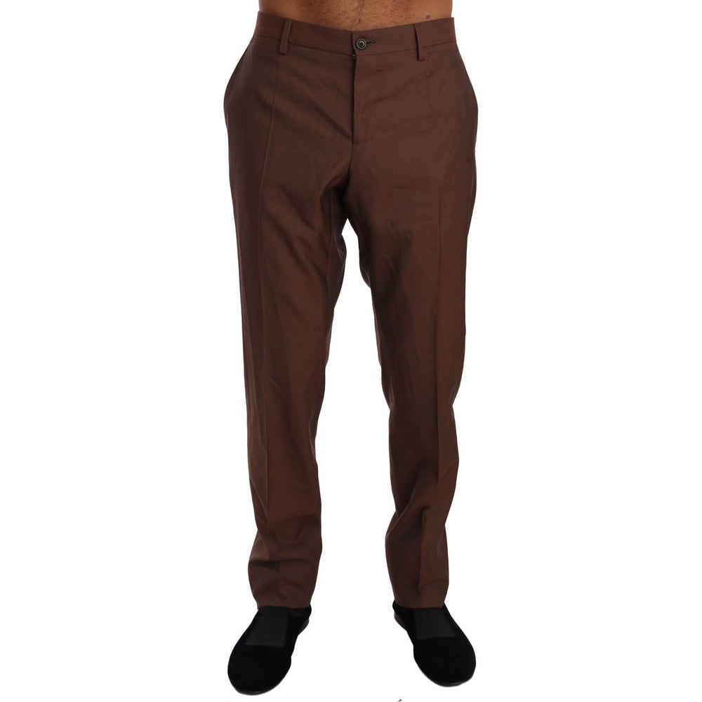 Dolce & Gabbana Brown Wool Silk Formal Trousers Pants PAN61143-54