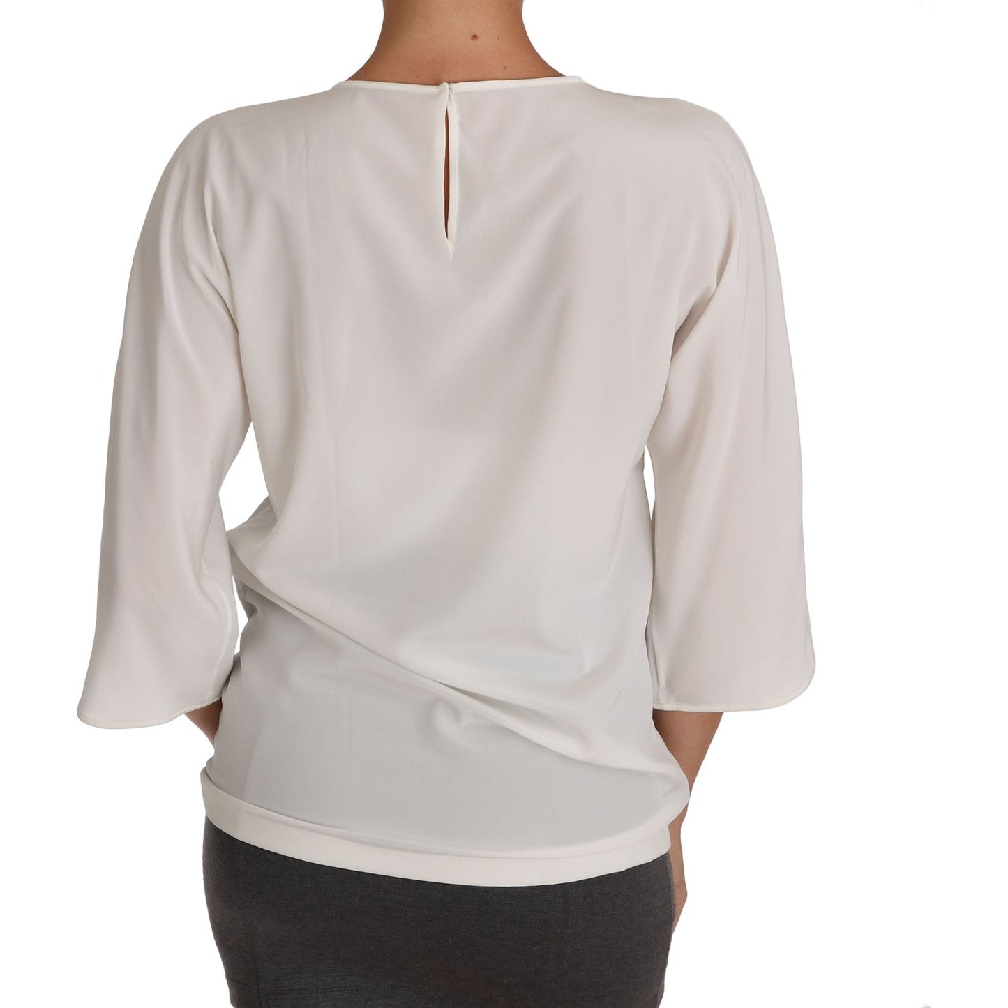 Dolce & Gabbana White Silk #dgfamily Crystal T-shirt