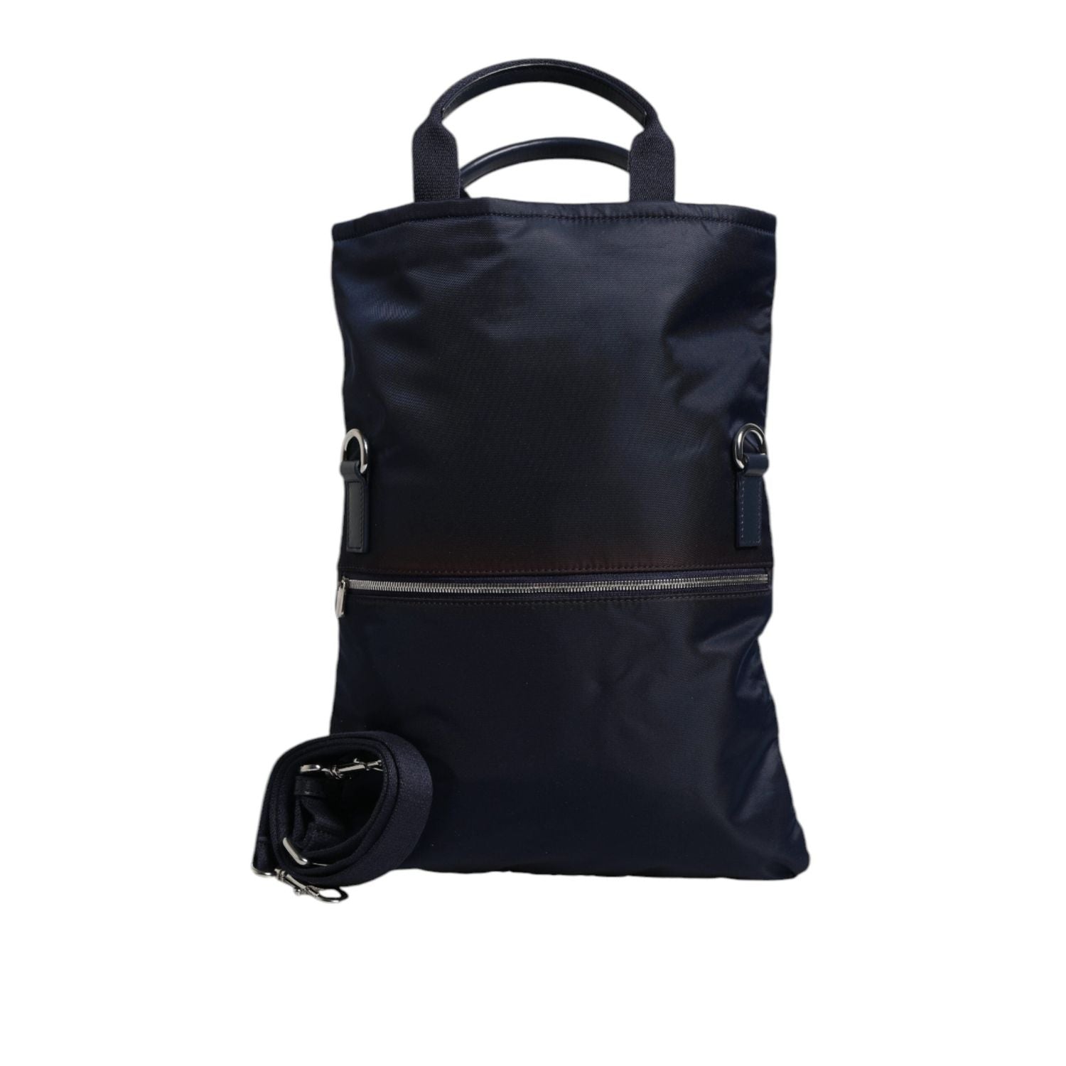Front view with bag zipped and handles upright.